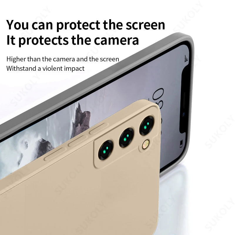 Case For Samsung Galaxy S26 S24 S23 S22 S25 Ultra S24 FE A57 A56 A55 A16 A17 5G S25 Edge Shockproof Liquid Silicone Phone Cover