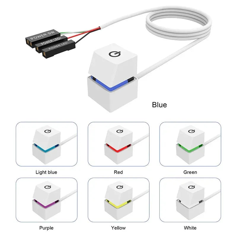 2M RGB LED Lights Computer Desktop Switch PC Motherboard External Start Power On/Off And Reset Button Extension Cable Key Switch