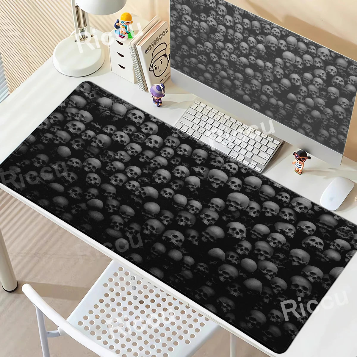 Black White Skull Gaming Mouse Pad Large Mousepad XXL Table Mat Anti-slip Keyboard Accessories Office Laptop Desk Mats Gamer Rug