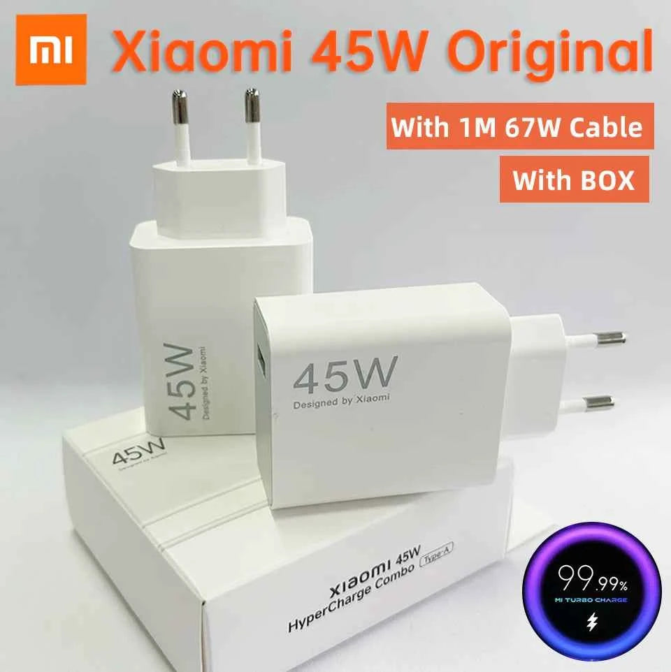 Original XIAOMI Charger 45W 33W Fast Turbo Charge Cable Usb C Travel Adapter Mi 11 10t Pro 10 11s Poco M7 X7 X5 X3 Redmi Note 15