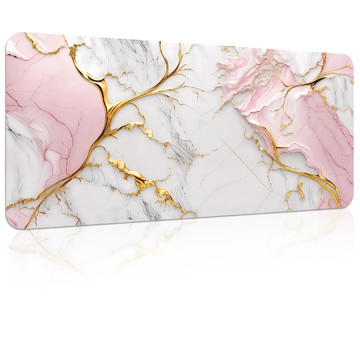 1pc Large Gaming Mouse Pad, Pink Marble Pattern | Non-Slip, Washable Rubber Base, Extra Large Desk Mat, Suitable for Office Decor, Computer Decoration