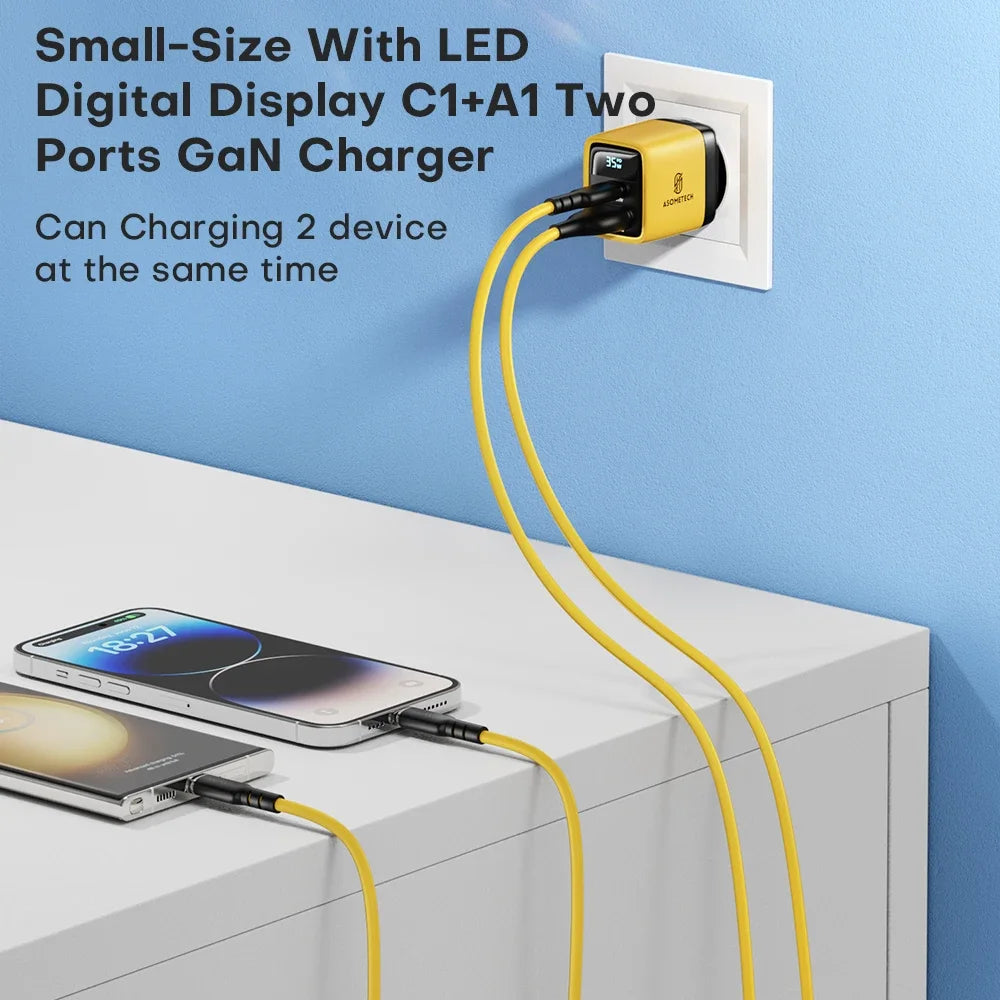 35W GaN Charger LED Display USB Charger for IPhone 14 Pro Samsung Xiaomi IPad Pro PD 3.0 QC 3.0 Quick Charger USB C Fast Charge