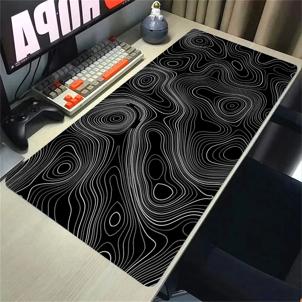 Mouse Pads Black White Line Gaming Mousepads Large Mousepad Gamer Natural Rubber Mat Company Lockrand Deskmat Design For Gift
