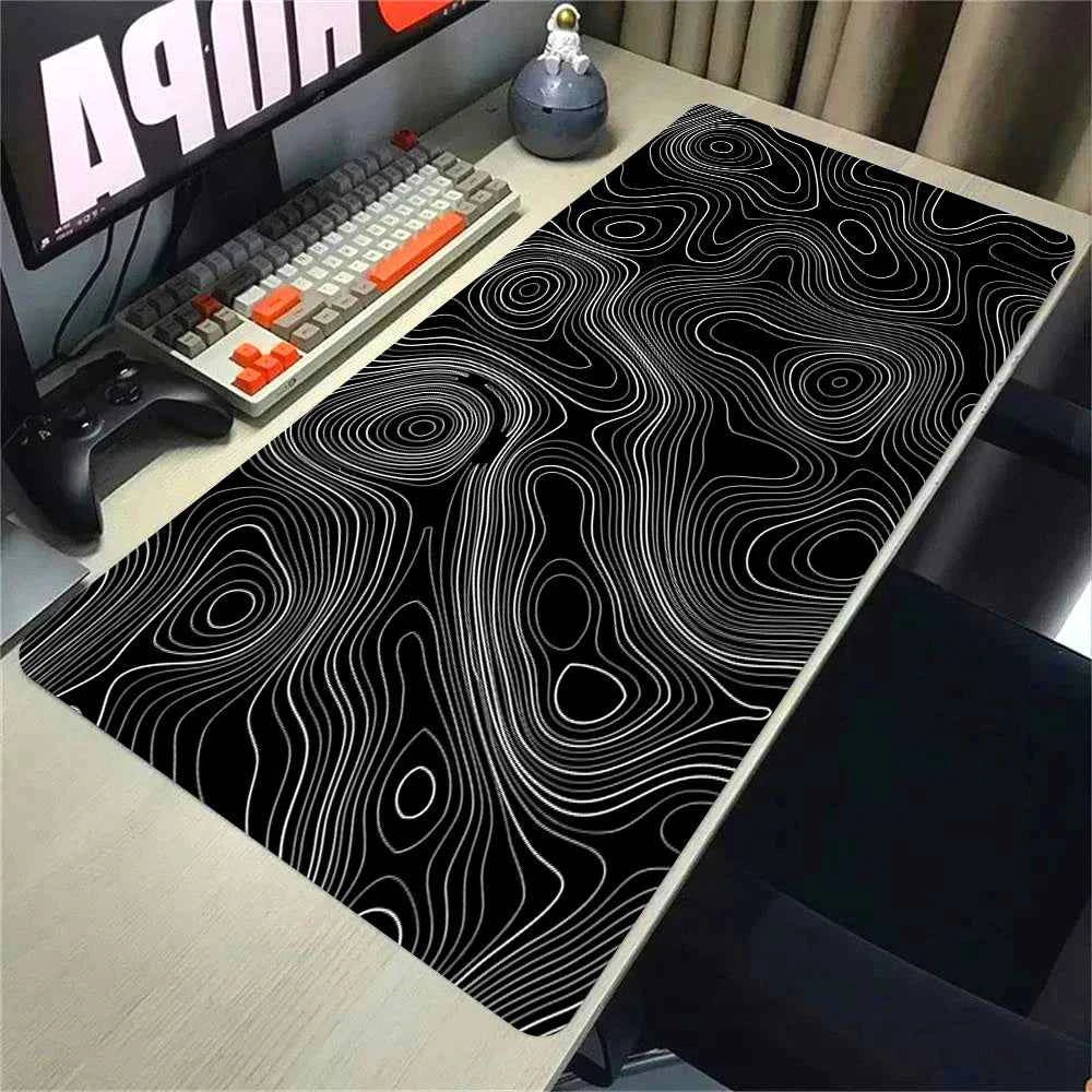 Mouse Pads Black White Line Gaming Mousepads Large Mousepad Gamer Natural Rubber Mat Company Lockrand Deskmat Design For Gift