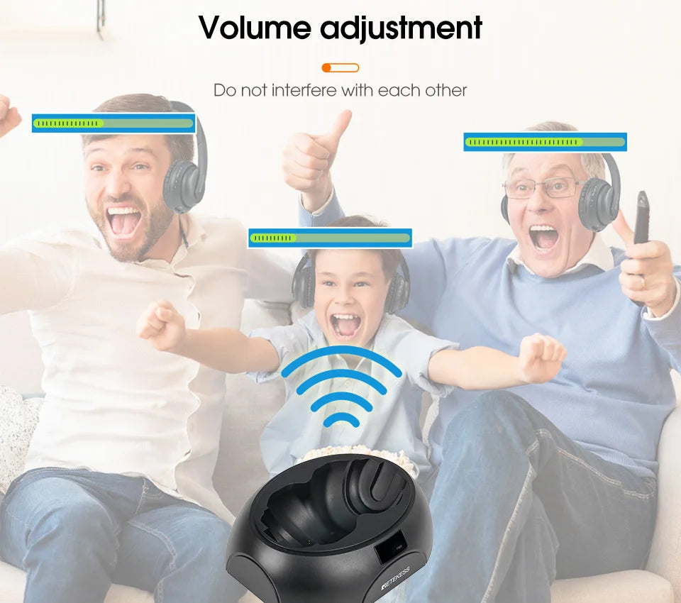 Retekess Wireless Headphone TA006 TV Watching Rechargeable Wireless Earphone with Transmitter Support Coaxial Fiber 3.5 AUX RCA