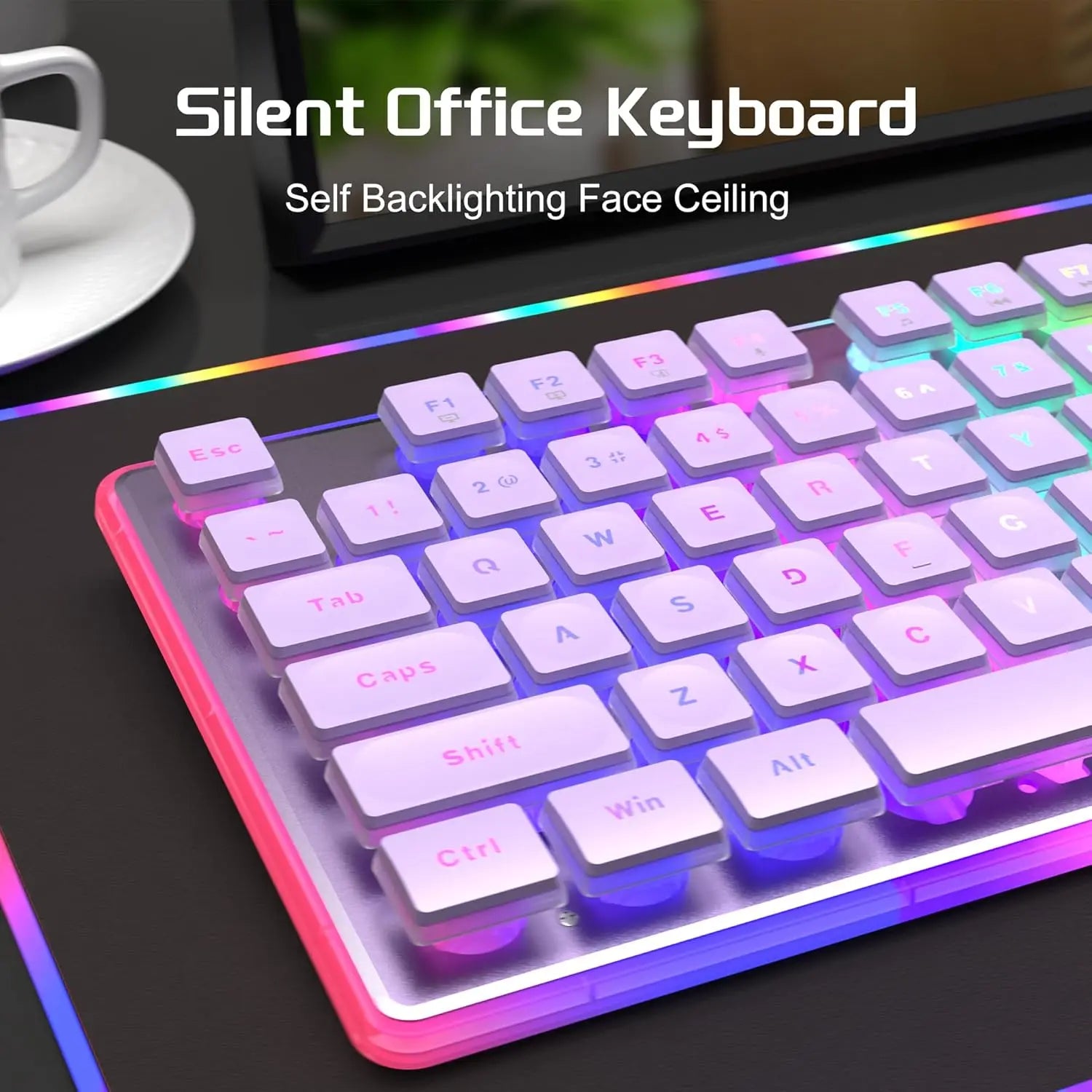 MageGee Gaming Keyboard and Mouse 104 Keys RGB 6 Speed Mouse Combo Pudding Keycaps Silent Computer Keyboard PC Laptop Mac Office
