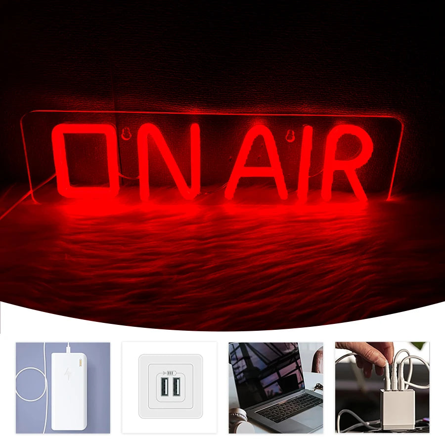 ON AIR Neon Signs, LED Studio Live Decorative Lights,  USB Connected, for Streamers Influencers Gamers  Party Decoration