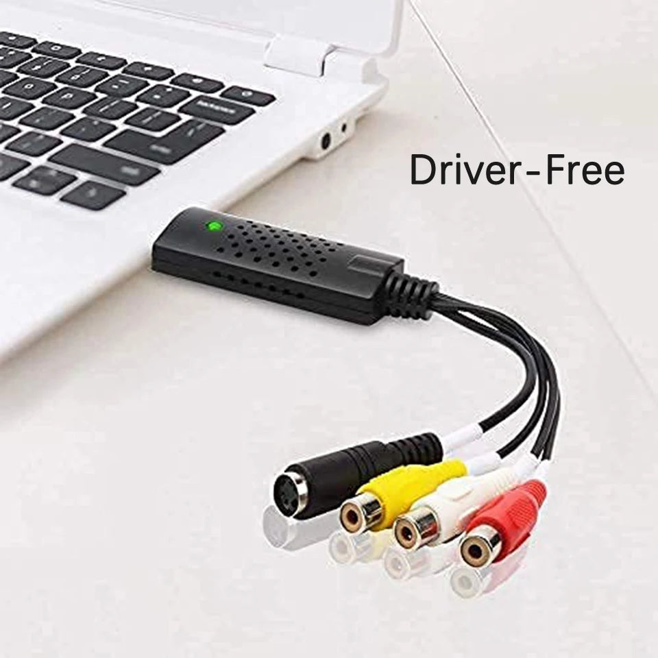 USB Video Capture Card Easy Cap VHS VCR Mini DV Hi8 DVD to Digital Converter RCA/S-video to USB 2.0 Audio Video Record Capturer