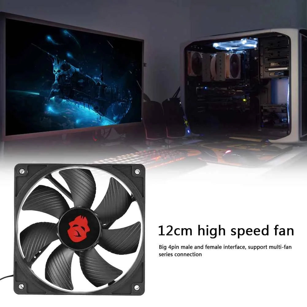 12cm 3000RPM Fan Cooling 12V PC Case Radiator Cooler 120MM Big 4Pin Desktop Chassis Workstation Cabinet Heatsink Fan Server Fans