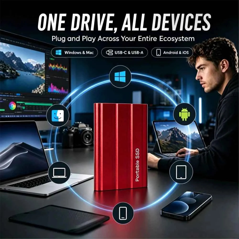 Reliable Slim Storage Device Portable External SSD 1TB 4TB 16TB 128TB High Speed for Notebook Laptop PC Usage