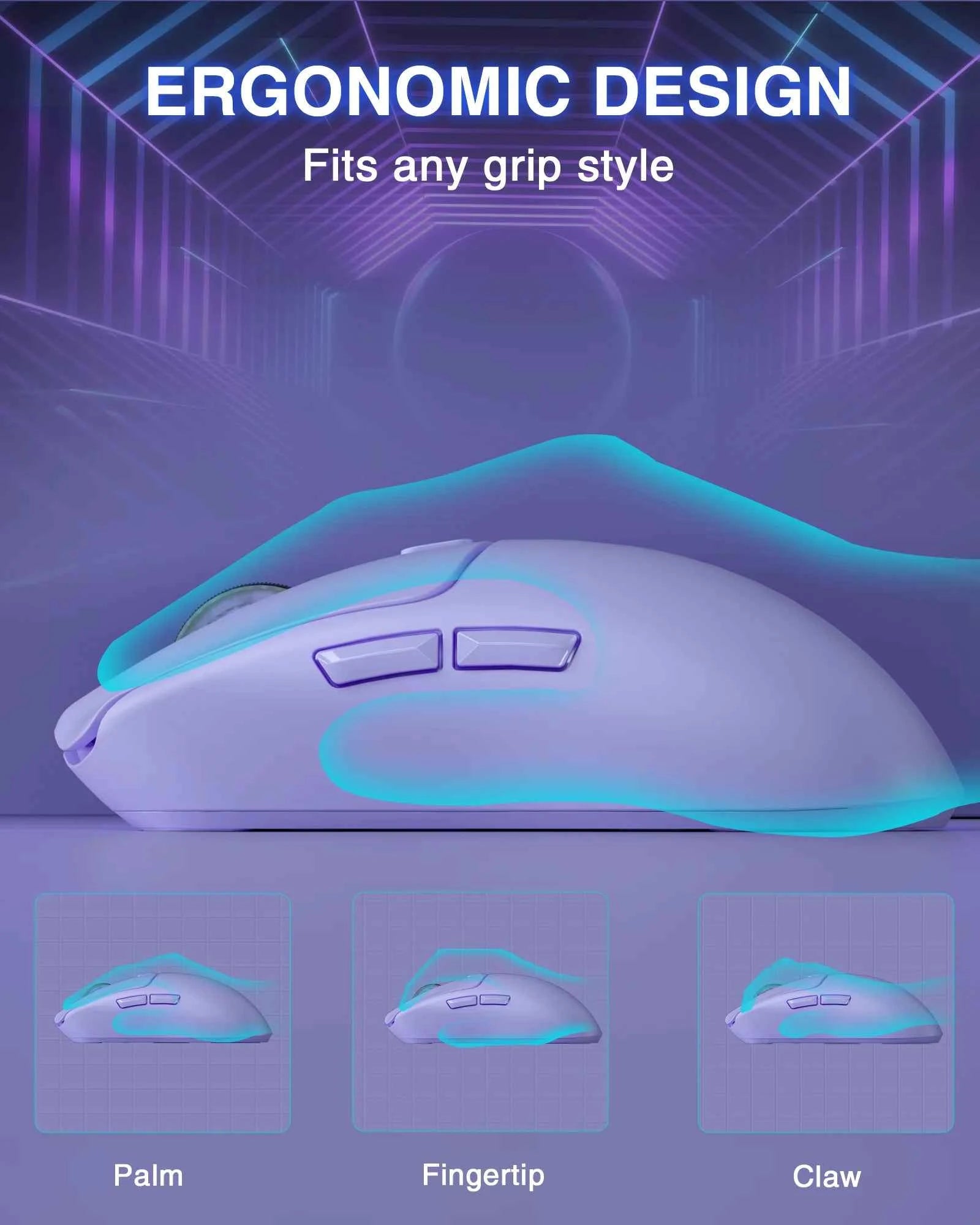 AULA SC580 Gaming Mouse Tri-mode Rechargeable Ergonomic Bluetooth Mouse 10000 DPI Wireless Bluetooth Mice for Office Gaming