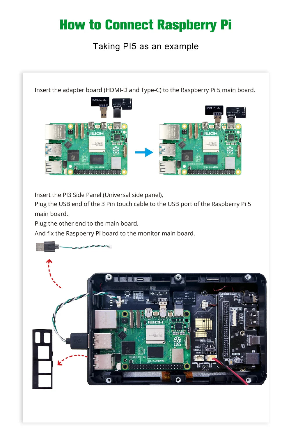 8 inch Raspberry Pi 5 4 Monitor LCD Dispaly 1280x800 16:10 Touch Screen HDMI USB for DIY Pi 4 3 Built in Fans Speaker