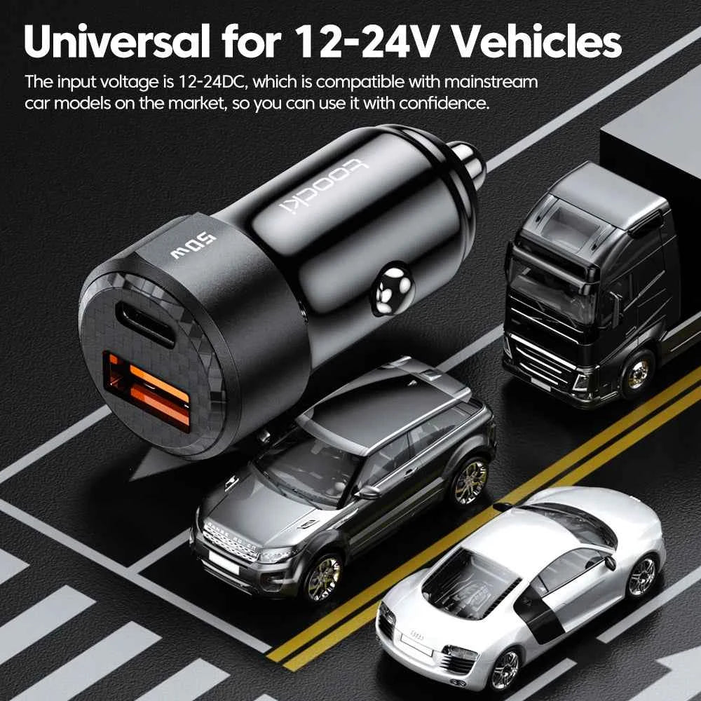Toocki 50W QC PD 3.0 Car Charger Quick Charge 4.0 USB Type C Car Fast Charging For iPhone 12 13 14 Huawei Samsung Xiaomi POCO