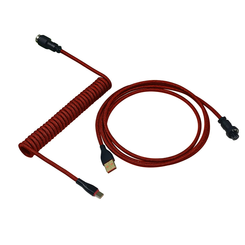 1.8m Aviator Cable Woven Mesh Type-C To USB Aviator Cable Keyboard Coiled Aviator Keyboard Cable Mechanical Keyboard Accessories