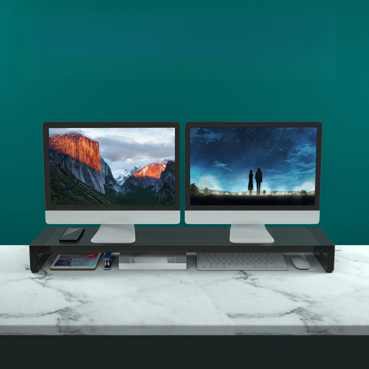 Pc Screen Support Dual Monitor Stand Riser, Extended Desktop Computer Monitor Support ...
