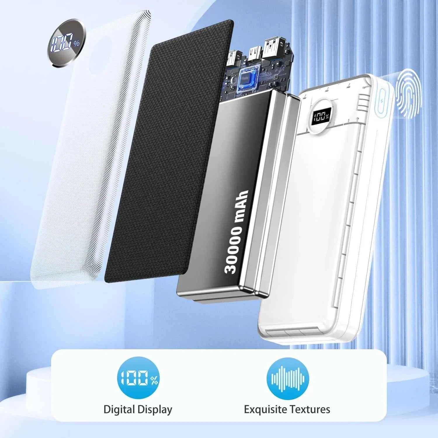 Portable Charger 30000mah Power Bank, USB-C (22.5W) Fast Charging Battery Pack Portable Phone Charger, Faster Charge