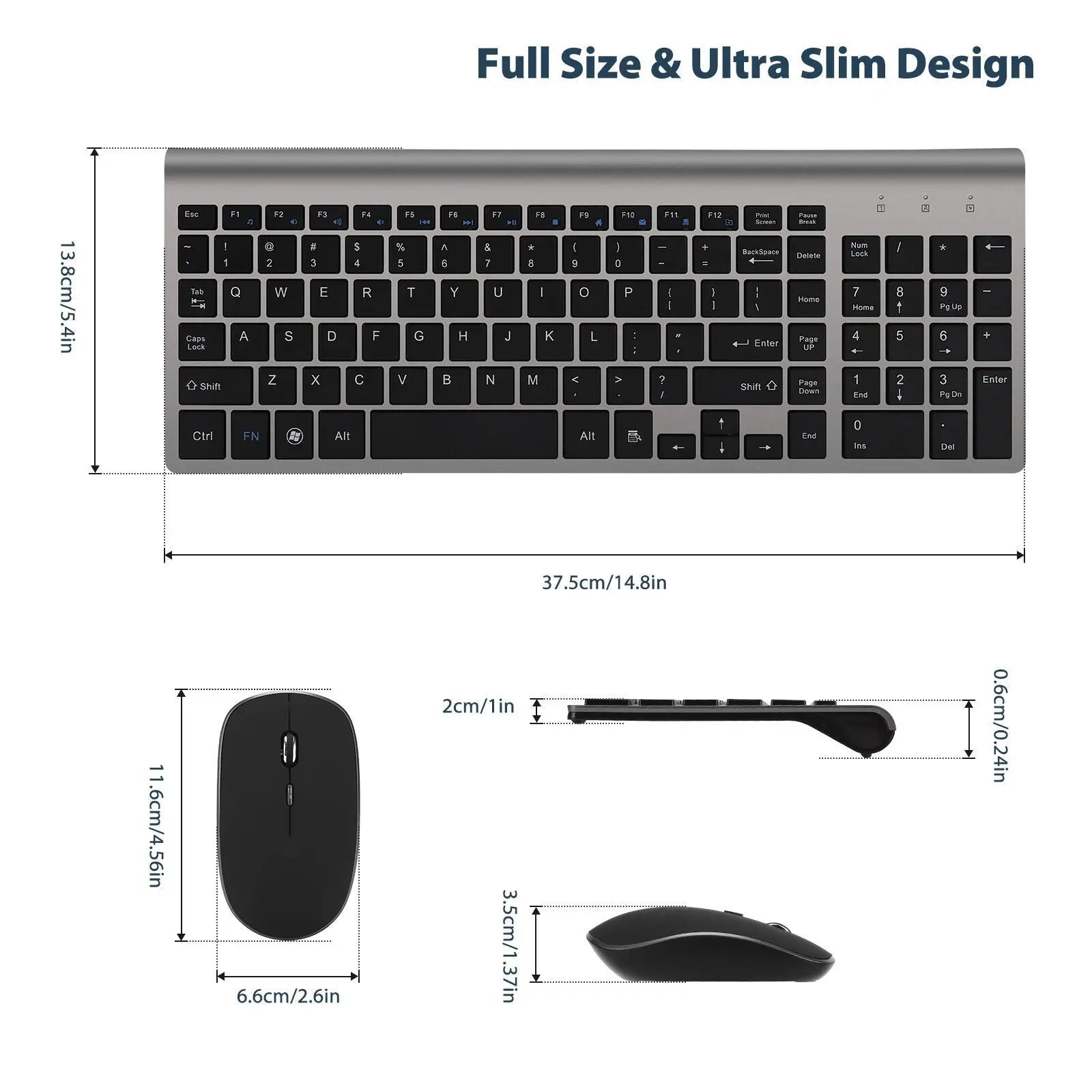Jomaa Russian Spain Wireless Keyboard and Mouse Combo 2.4G Full Size Silent Button Keyboard Mouse Set for Laptop PC Computer