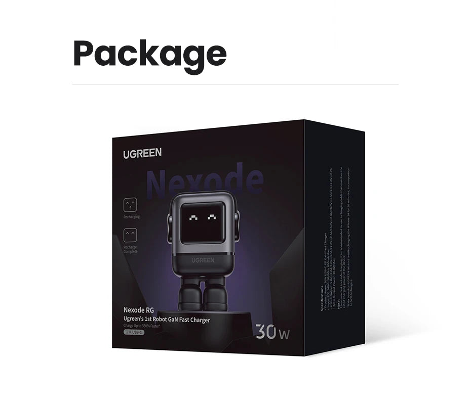 【US Plug】UGREEN 30W 65W GaN Charger Robot Design PD3.0 Fast Charger PPS for iPhone 17 16 Macbook Laptops Samsung XiaomiTablets