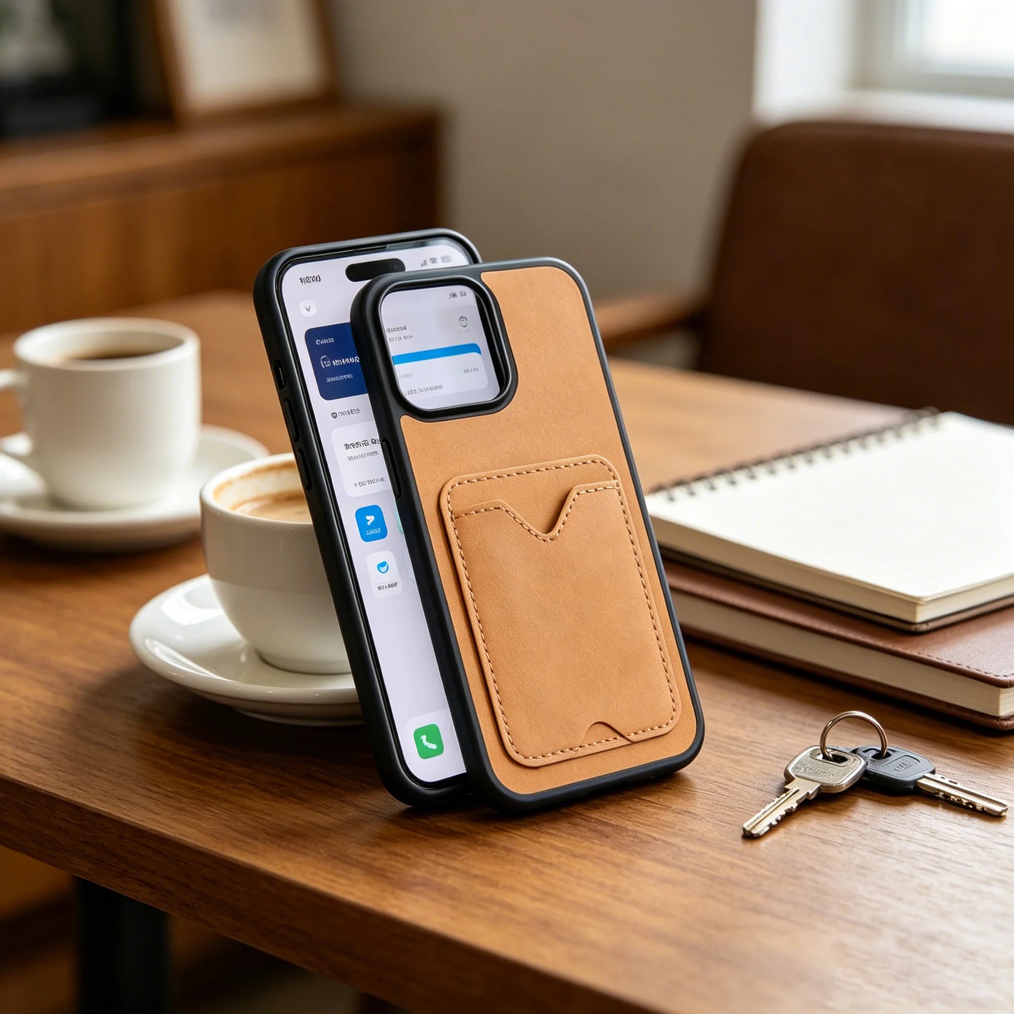 Sheepskin Texture Card Holder Phone Case, Full Wrap Shockproof & Pressure Resistant Protection, Precise Cutouts, Compatible with Multiple iPhone Models
