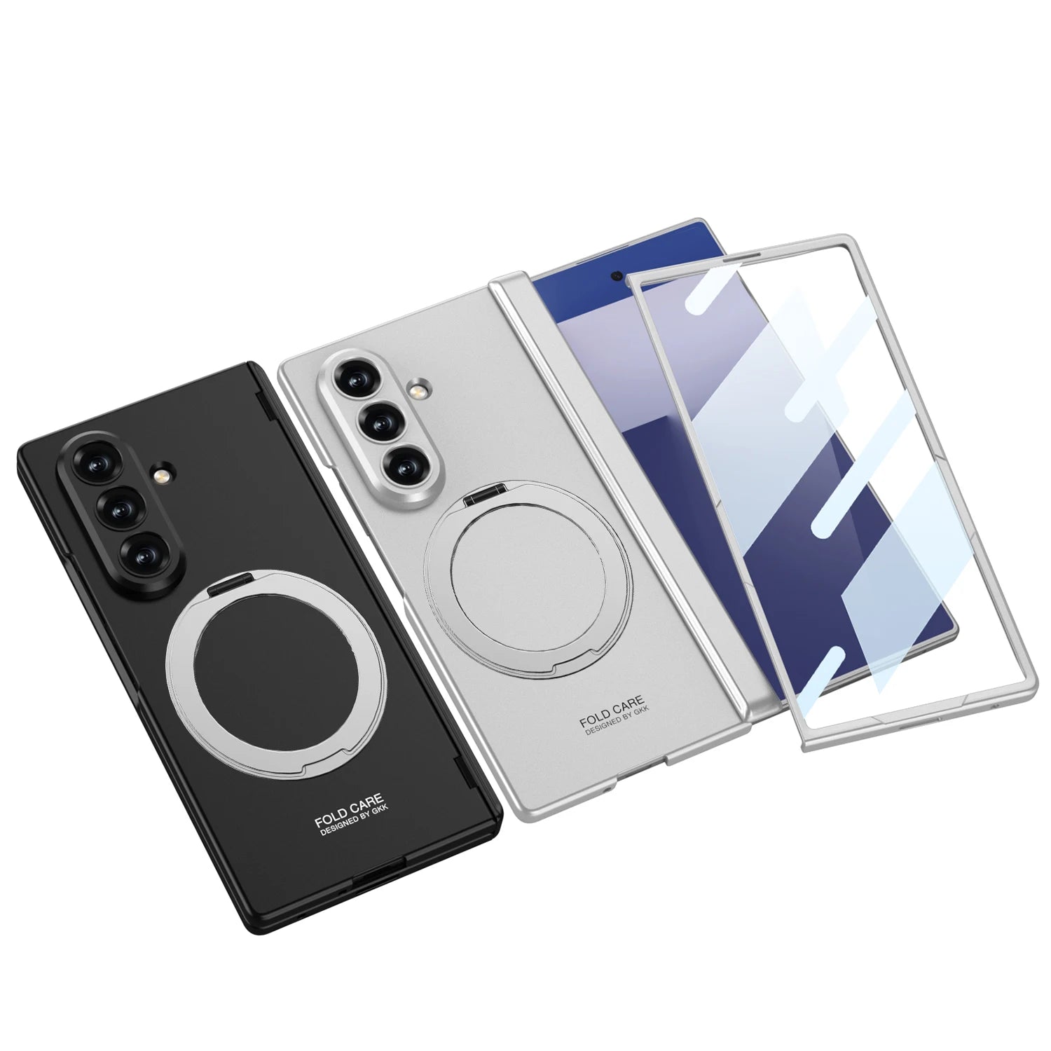 Magsafe Rotating Bracket Case For Samsung Galaxy Z Fold 7 Skin-feel Matte With Glass Film ZFold7 Magnetic Hinge Protective Cover
