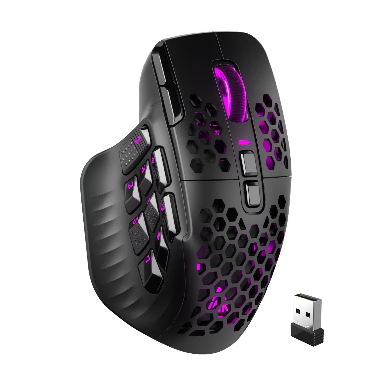 SOLAKAKA SM809 Pro Wireless MMO Gaming Mouse PAW3311 16 Side Buttons 24000 DPI RGB Honeycomb Programmable Macro Wireless mouse - WinSupport Tech