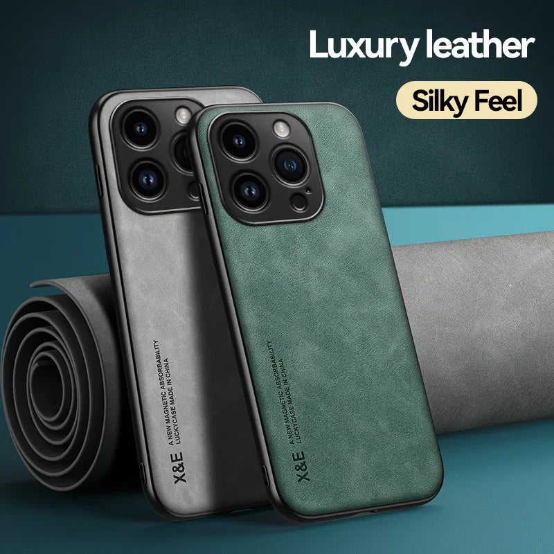 Luxury Magnetic Leather Case For iPhone 16 15 14 13 12 11 Pro Max Mini Plus XR XS X SE 15Pro Shockproof TPU Silicone Back 2026