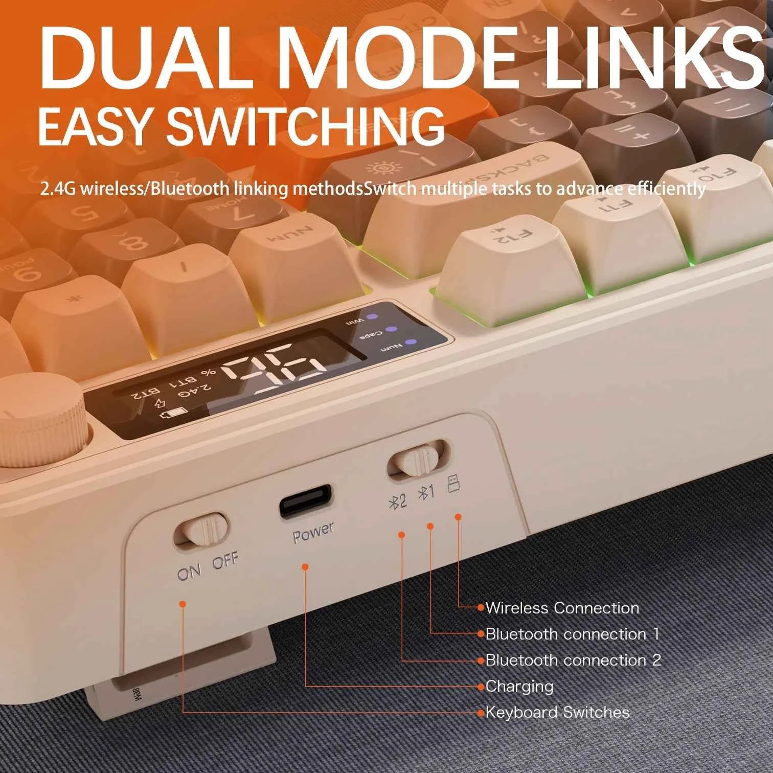 M96 Screen Wireless Keyboard Mouse Kit ZIYOULANG Bluetooth Keyboard With Mouse Gaming,Electronic Screen, Multi-Device Connection