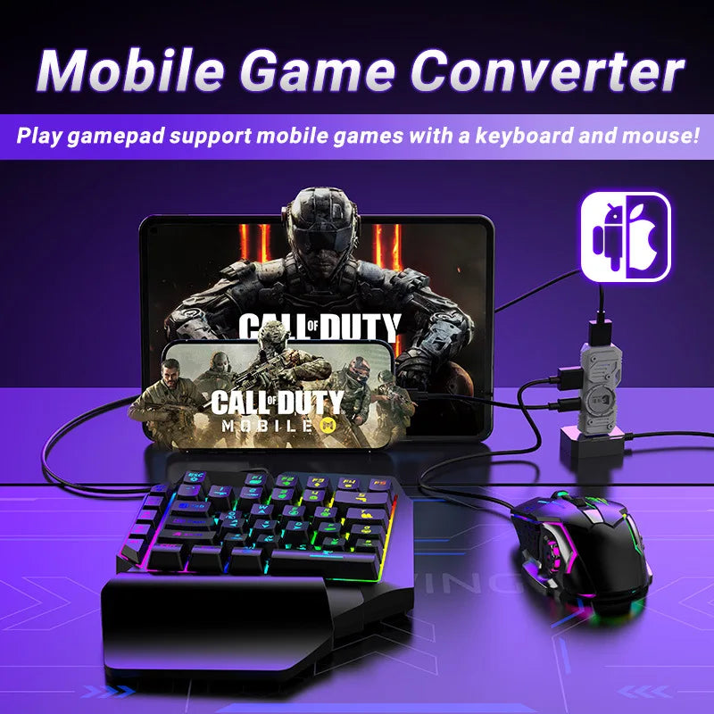 Mobile Games Converter Kit Mobilador Gamer Kit Keyboard Mouse Combo Gaming Keyboard Bluetooth Adapter Controller Android iOS M9