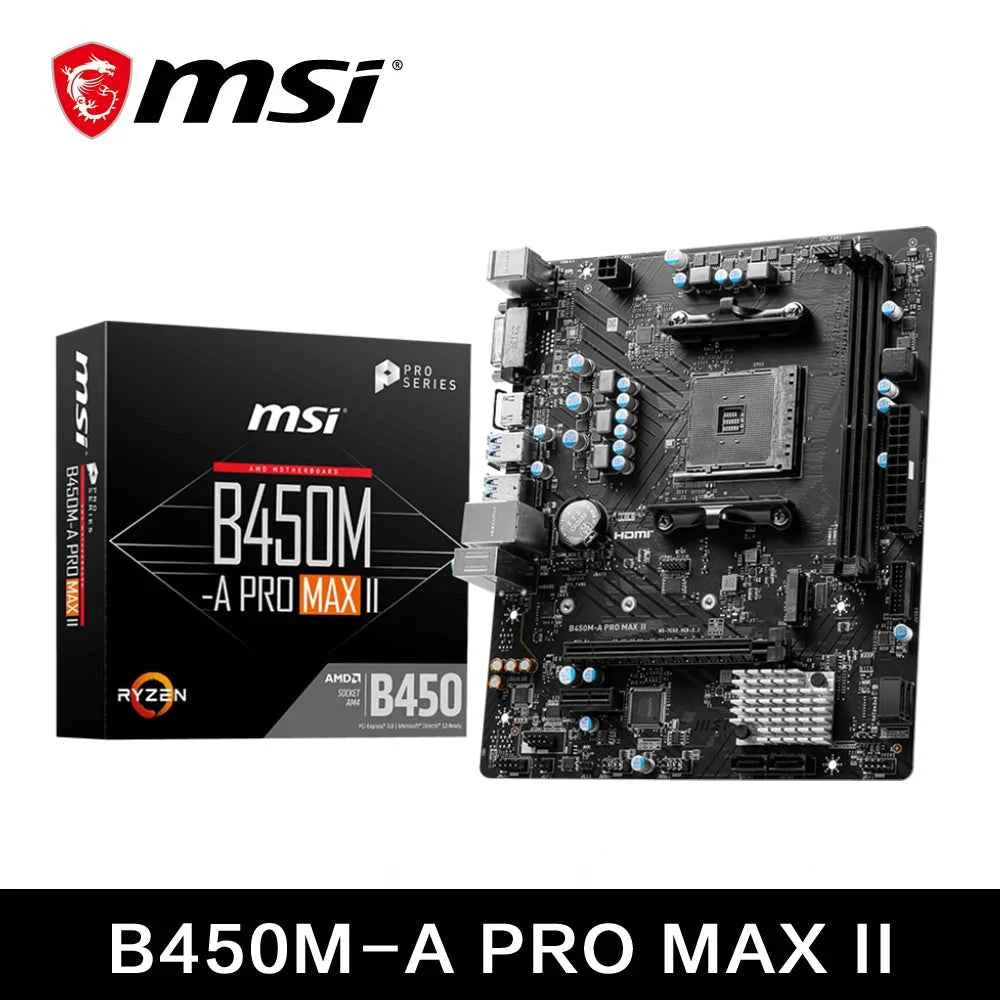MSI B450M-A PRO MAX II Motherboard Dual-channel DDR4 Memory M.2 SATAIII USB3.2 Support R9 CPU Socket AM4 Mainboard