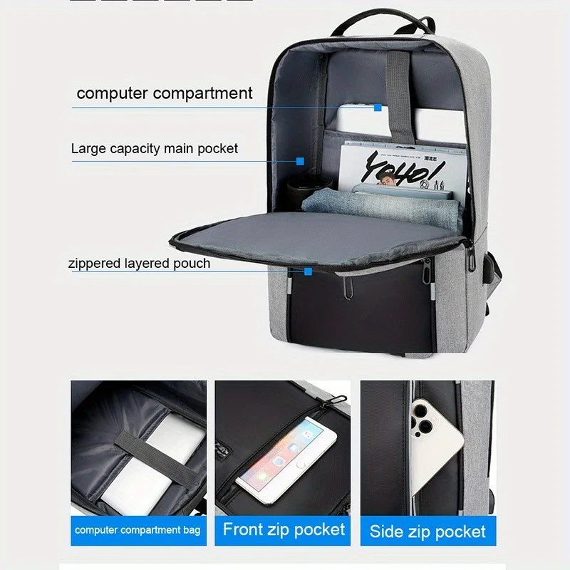Man Travel Backpack Laptop Backpack with Charging Port Oxford Cloth Backpack Casual Daypacks Large Capacity Backpack