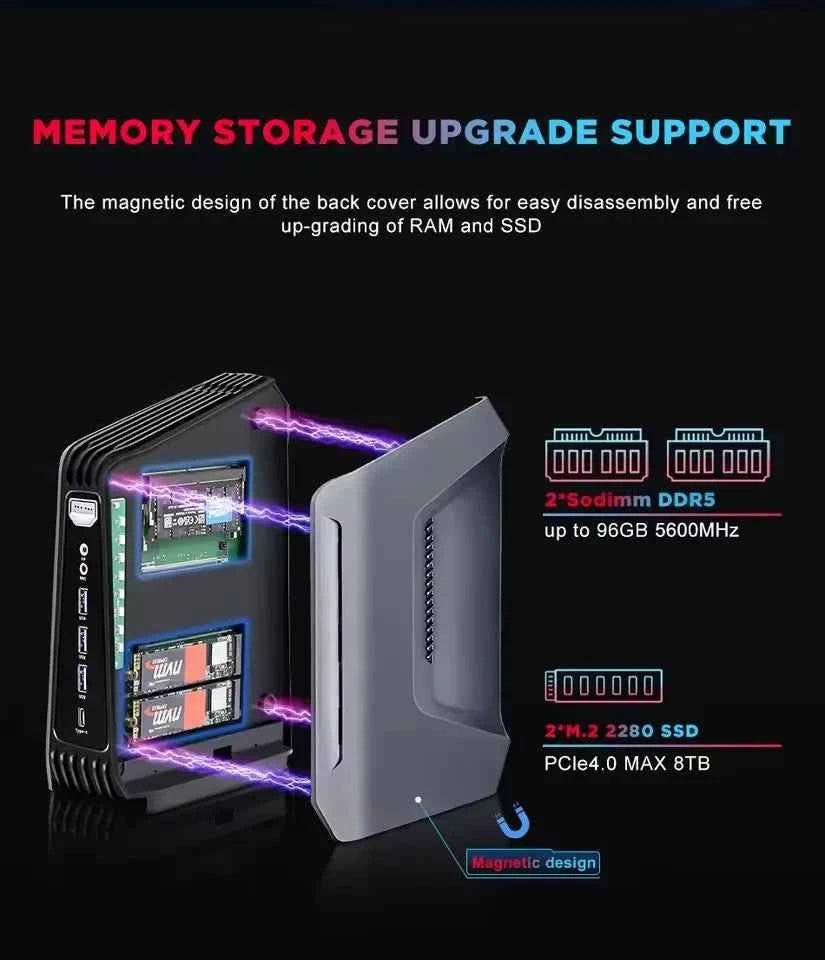 Topton 2x2.5G LAN F12 AI Gaming Mini PC 15th Gen Intel Core Ultra 9 285H 7 255H Thunderbolt 4 2xDDR5 2xPCIe Windows 11 RGB WiFi6