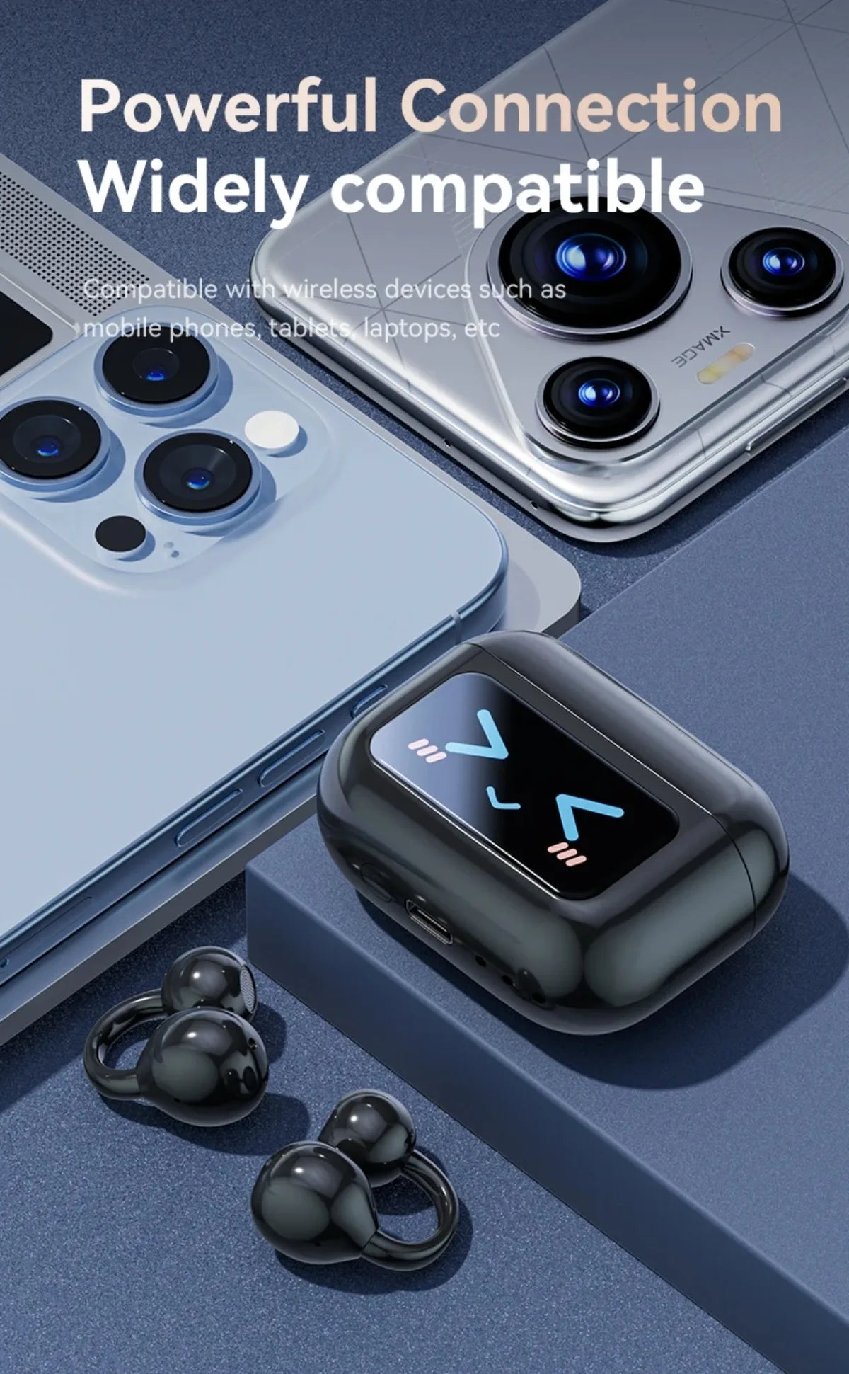Wireless Ear Clip Earphones with Touch Screen 144 Languages AI Real Time Translation Headphones Smart Bluetooth 5.4 Earbuds