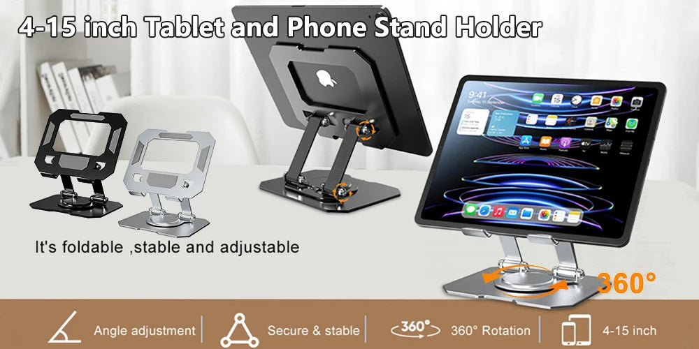 Tablet Stand Holder for Bed Rotatable Phone Stand for 4-12.9