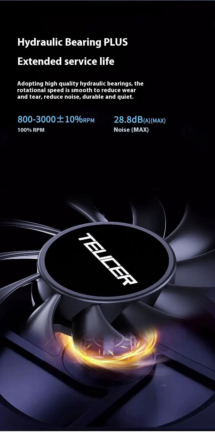TEUCER UT-8010 Slim 80MM PC Case Fan 800-3000RPM Intelligent Temperature Control 8CM Thickness 10mm Black Cooling Fan