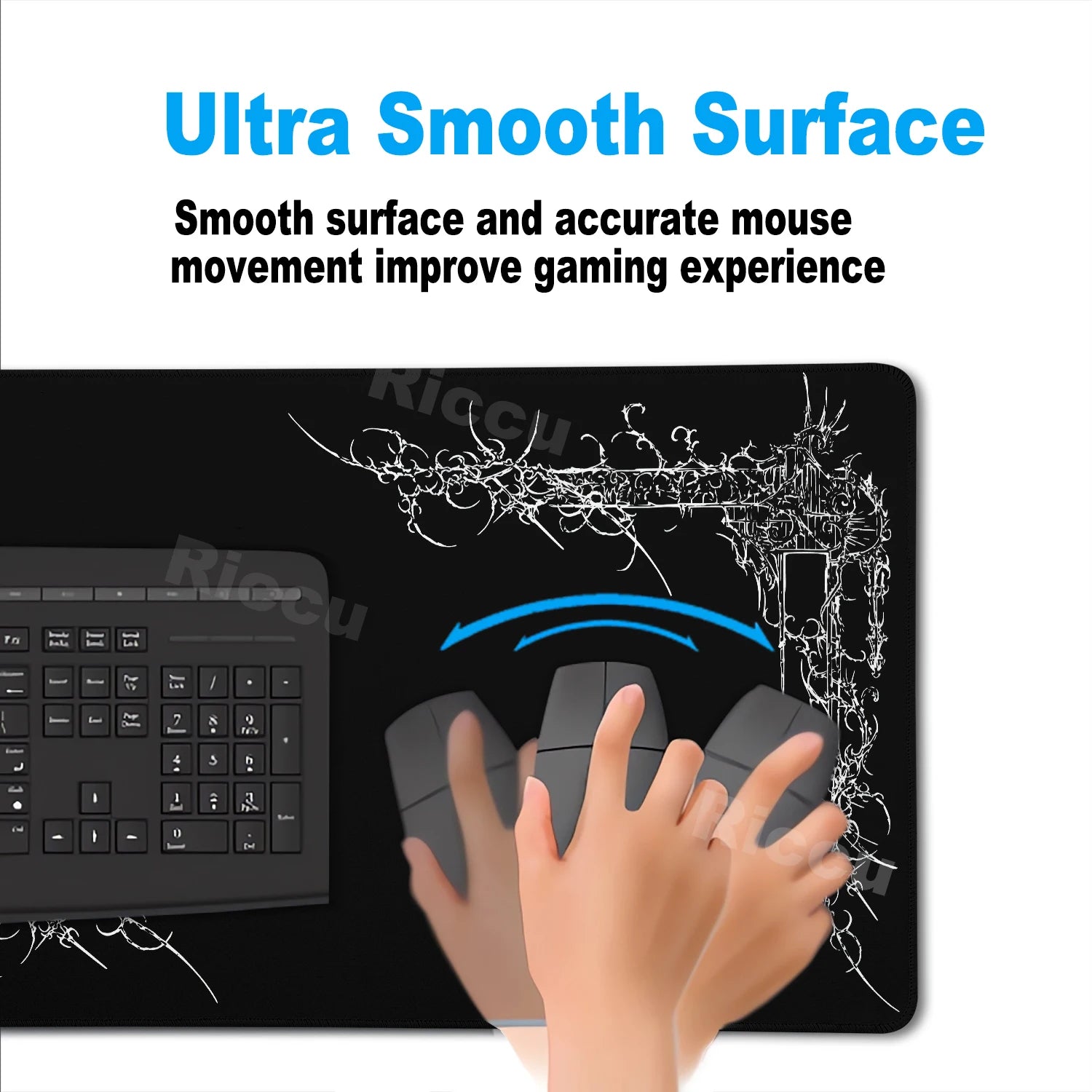 Black White Cybersigilism Deskmat Gothic Sword Art Mousepad Office Rubber Mouse Pad XXL PC Desk Accessories Gaming Keyboard Mats