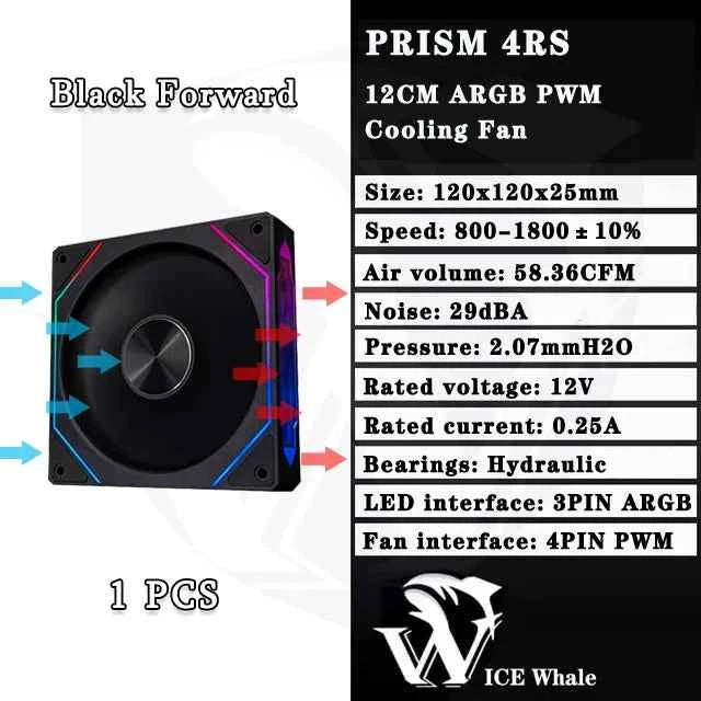 ICE Whale Prism 4RS ARGB PC Case Fan 120mm Infinity Mirror Design Motherboard Lighting Sync 4PIN PWM CPU Fan
