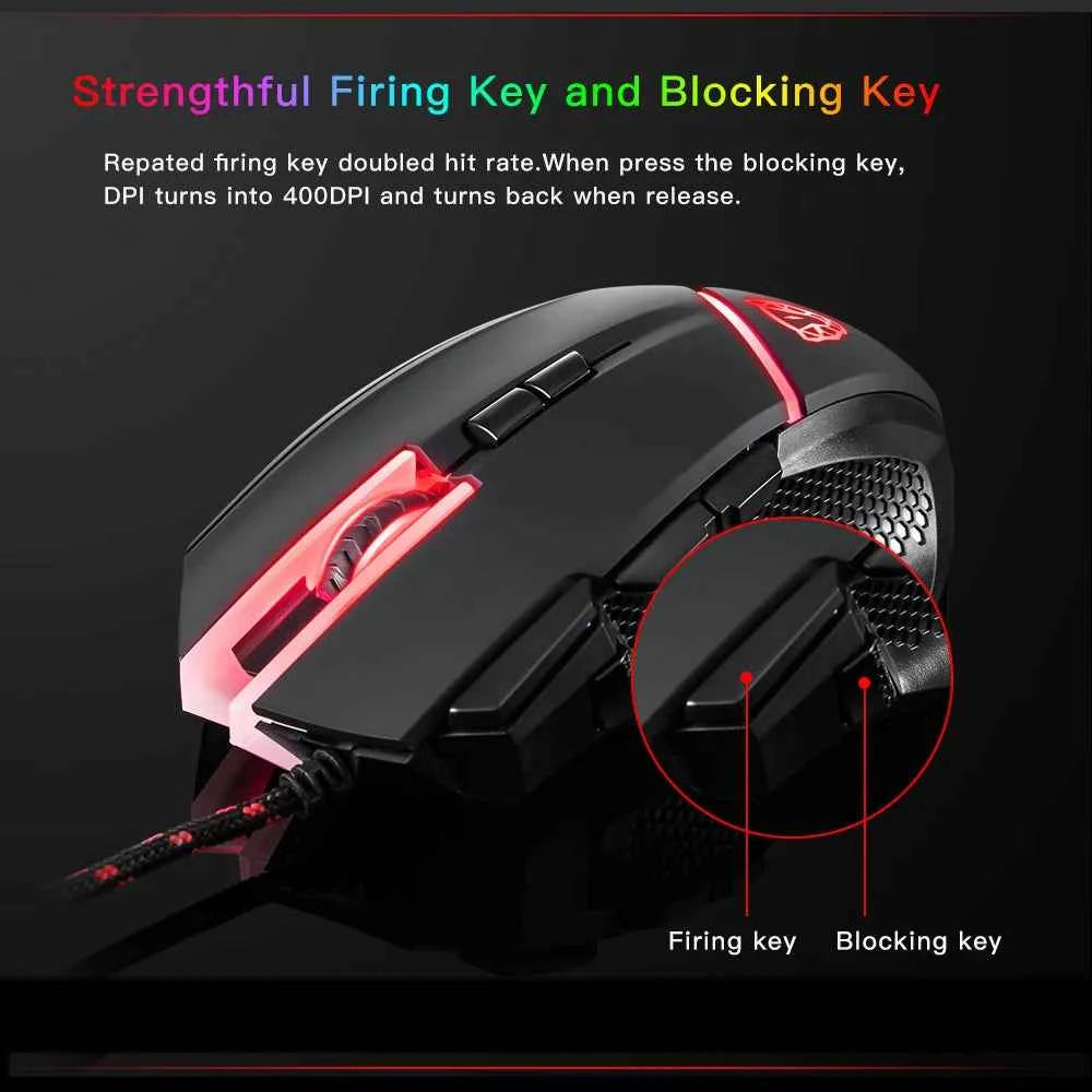 Motospeed Gaming Mouse 7 Button 4000DPI, Macro Programmable USB Wired Mice