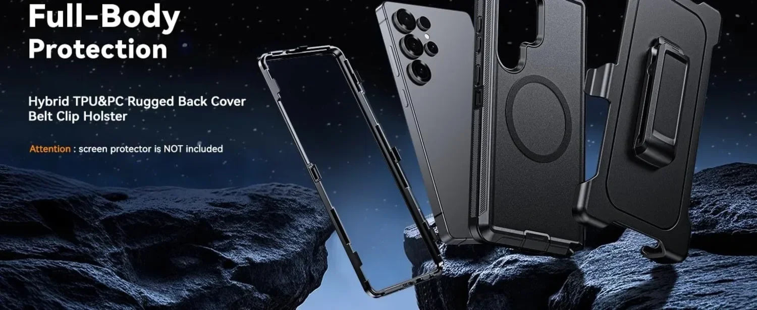Military Armor OTT For Magsafe Charge Case For Samsung S26 Ultra S25 S24 S23 S22 Plus FE Edge Hard PC+TPU Clip Bracket  Cover