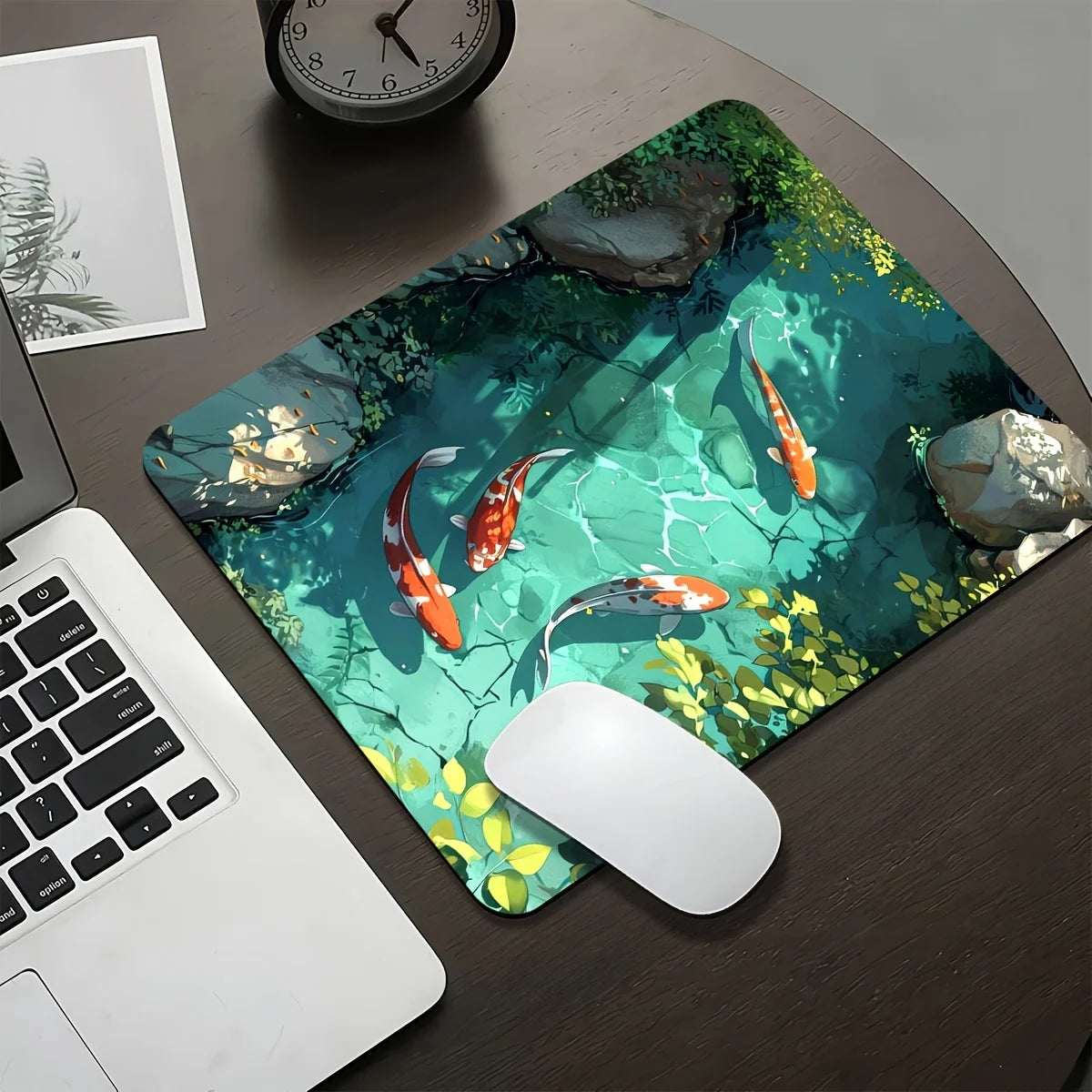 Large Koi Fish Gaming Mouse Pad Non-Slip Rubber Desk Mat Stitched Edge Office Work Esports Gift for Gamers Desk Accessories