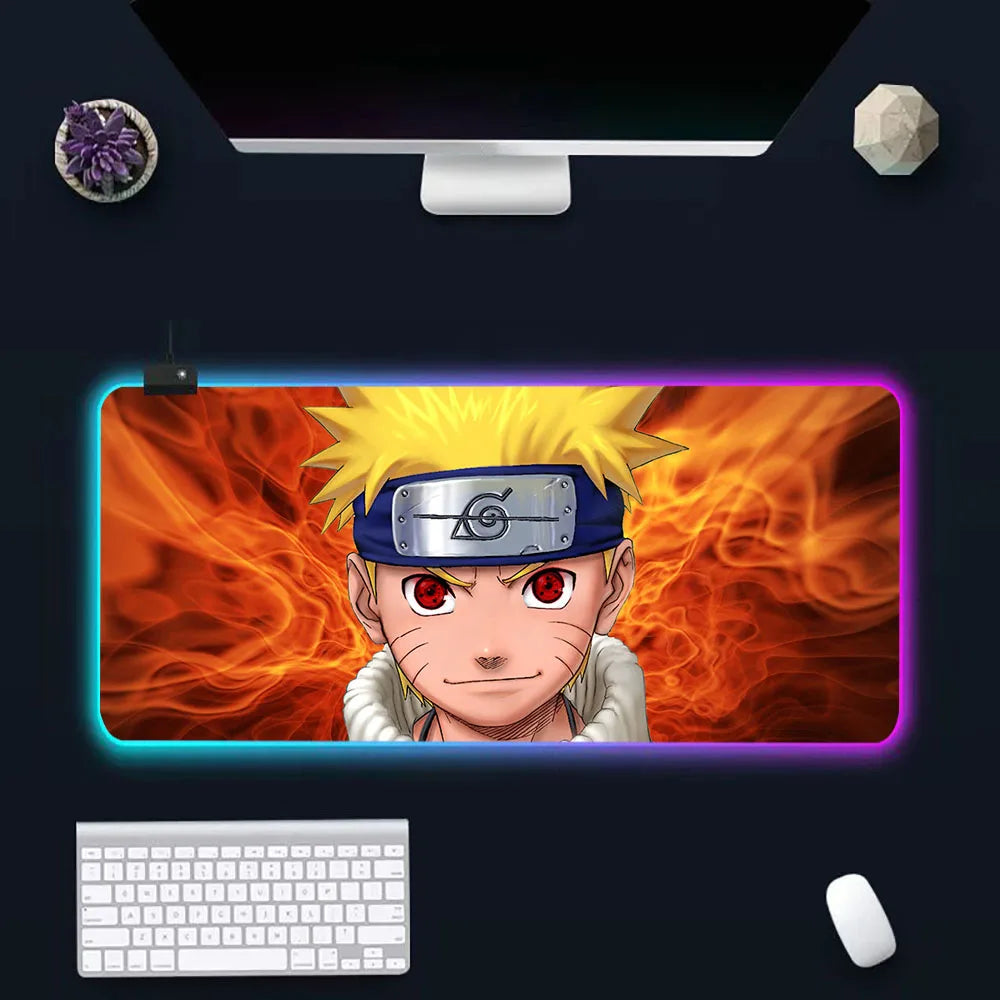 Anime N-narutos RGB Pc Gamer Keyboard Mouse Pad Mousepad LED Glowing Mouse Mats Rubber Gaming Computer Mausepad - WinSupport Tech
