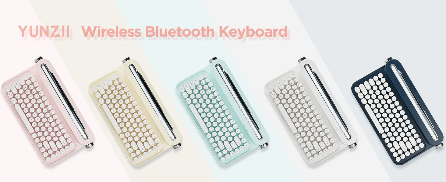 YUNZII ACTTO B305 Retro Typewriter Aesthetic Keyboard, 75% Compact Wireless Keyboard with Integrated Stand for Multi-Device