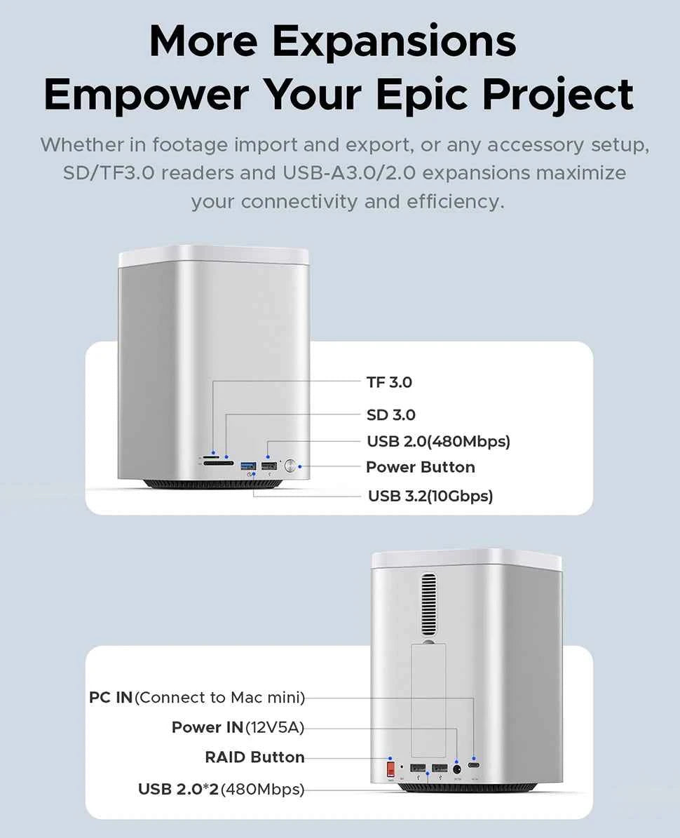 ORICO Mini Tower Dock M.2 NVMe SATA SSD Case 3.5