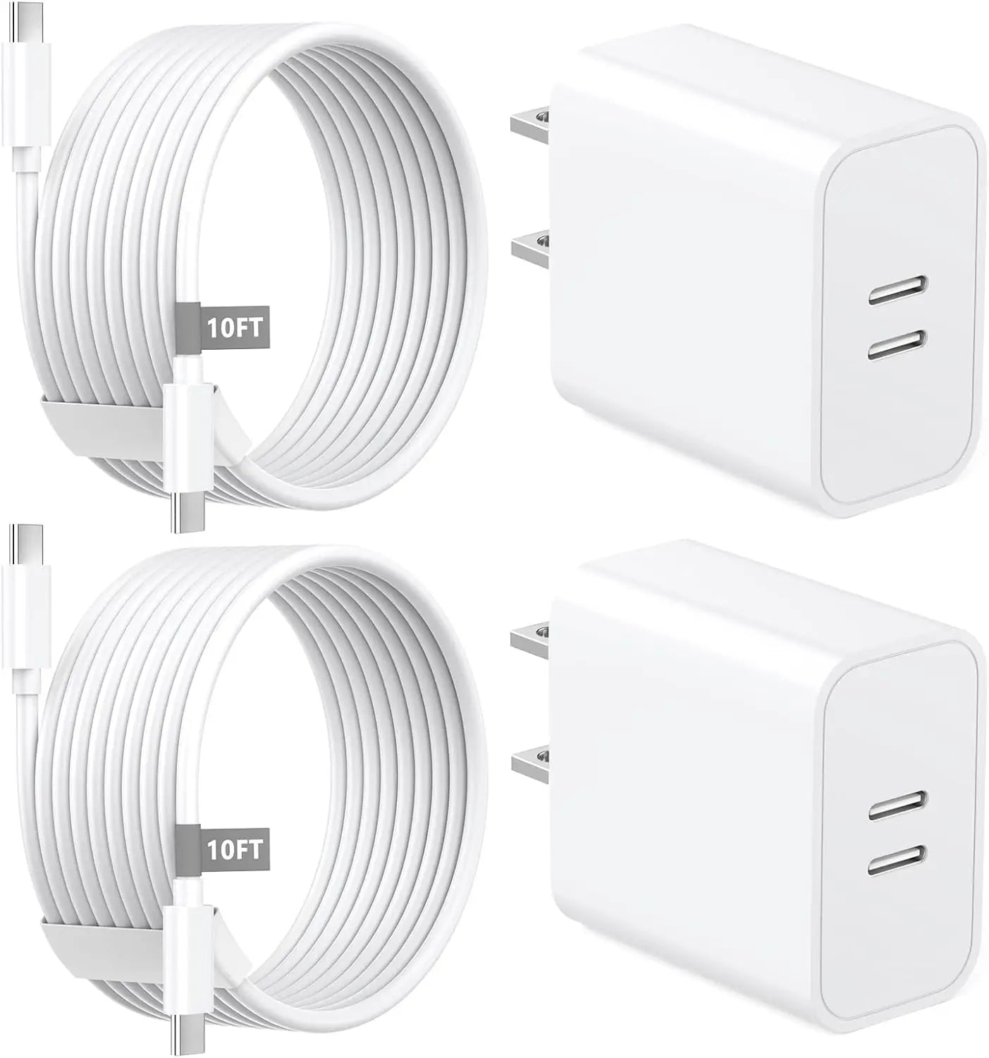 For iPhone16 Charger, 2 Pack 20W Dual Port USB C Charger with10FT USB C Charging Cord for iPhone 16/15/15 Plus/15 Pro/15 Pro Max