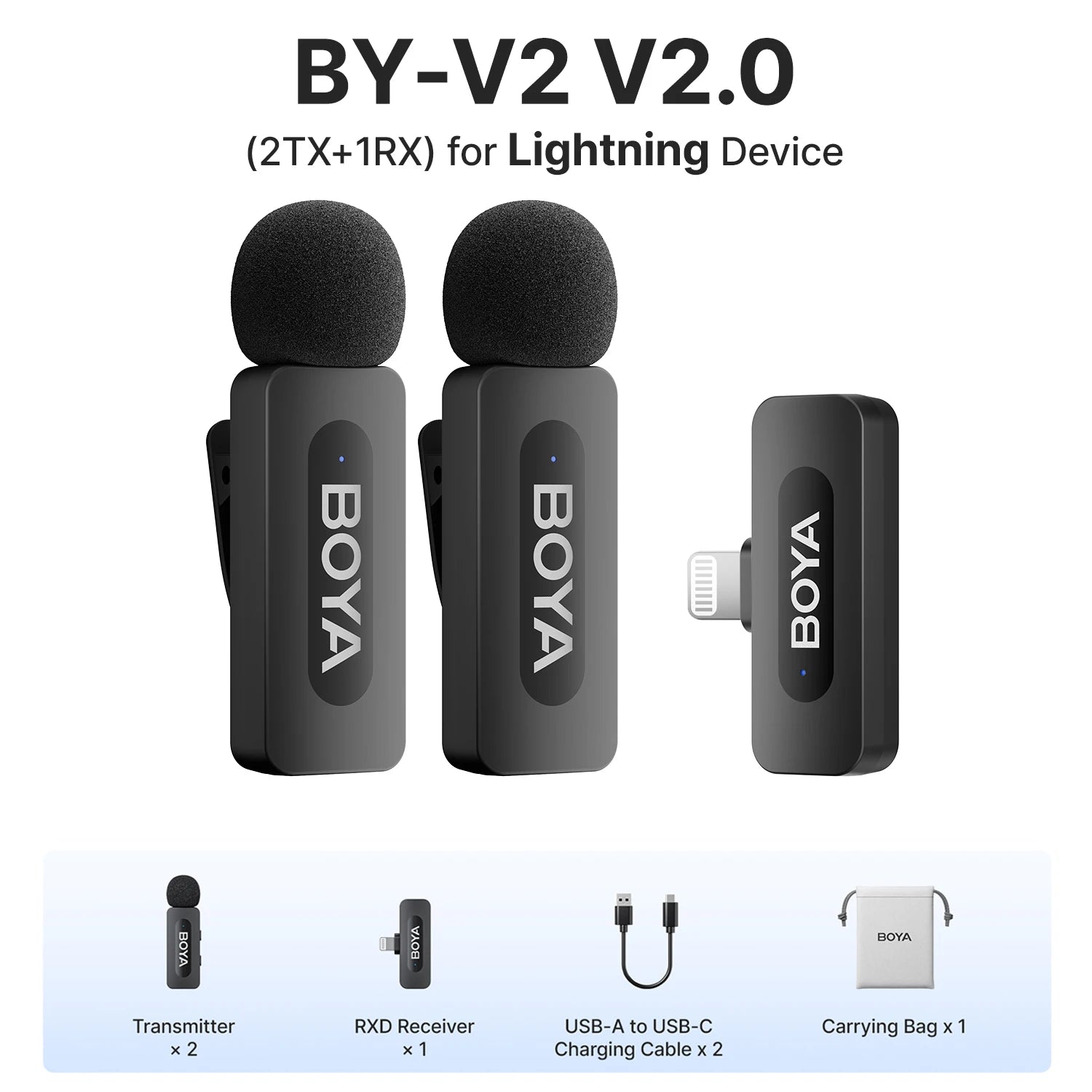 BOYA BY-V3 Wireless Lavalier Lapel Microphone Noise-cancelling Rechargeable Mic for iPhone Android Camera Live Streaming Vlogging - WinSupport Tech