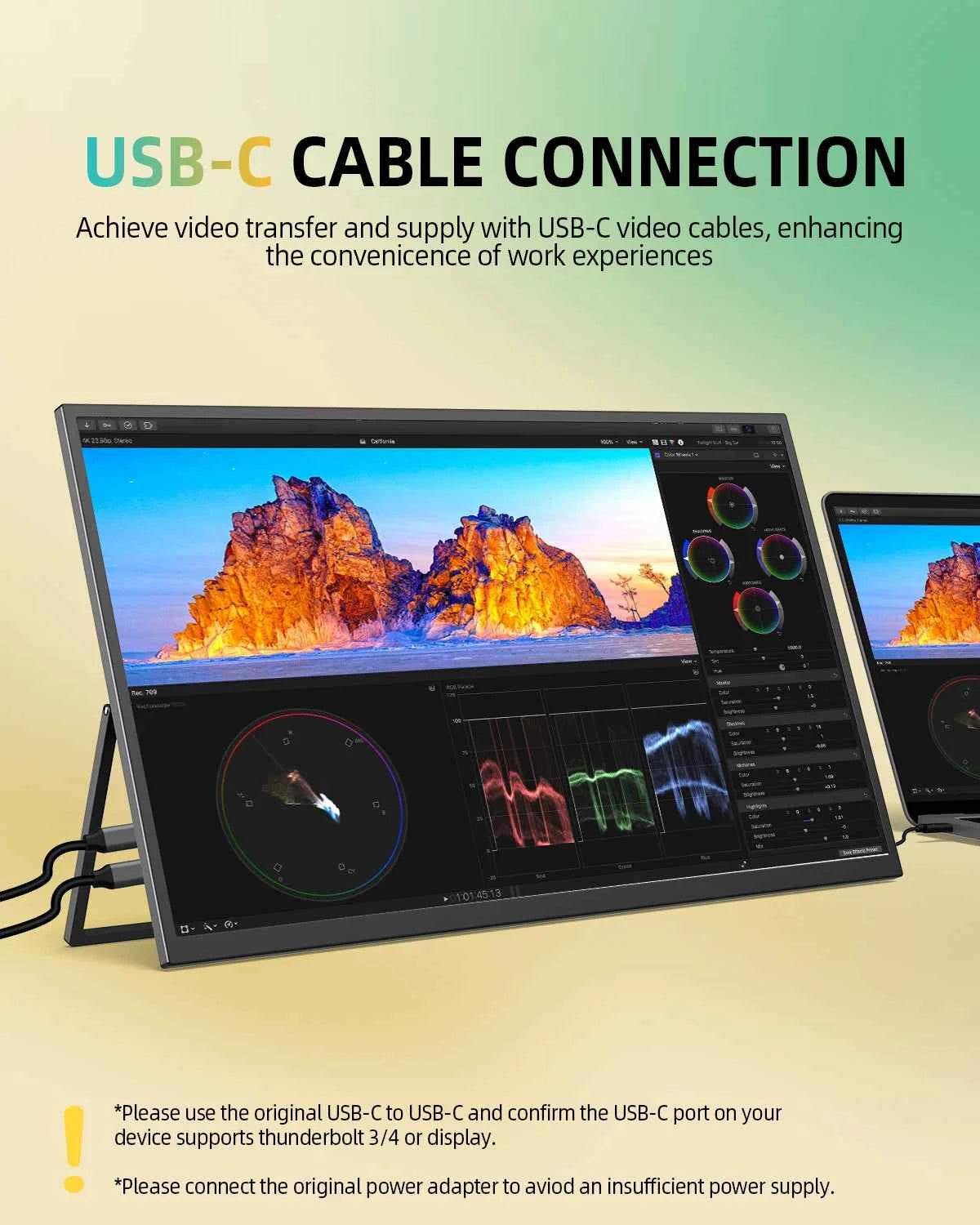 UPERFECT 22”2560*1440  Portable Gaming Monitor 16:9 Laptop Extend Travel Computer Screen Mini PC Eye Care LED Display With VESA