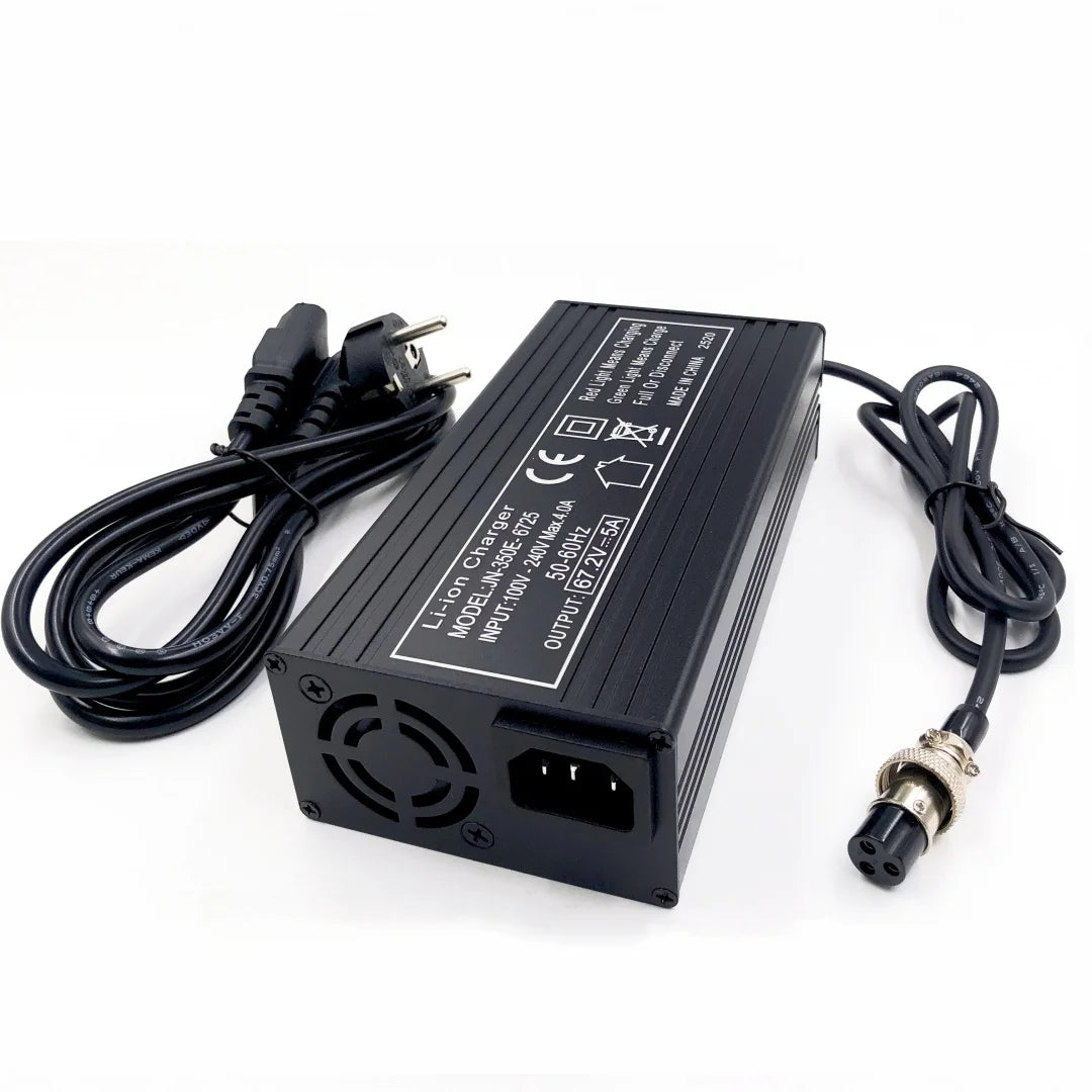 67.2V5A Fast Charge 5A Charger For 60V Wheelbarrow harley 16S 60V  lithium Battery GX16 Connector with Fan Metal shell