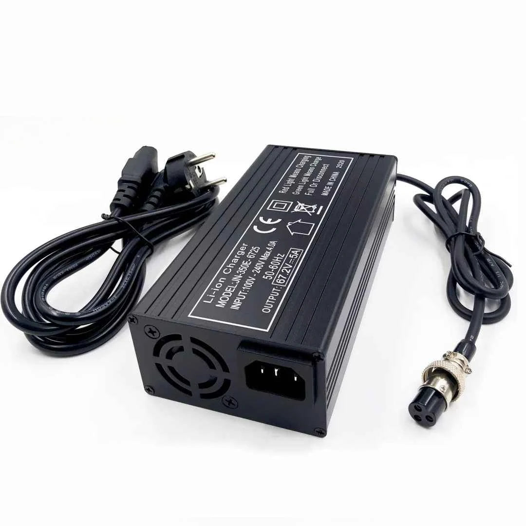 67.2V5A Fast Charge 5A Charger For 60V Wheelbarrow harley 16S 60V  lithium Battery GX16 Connector with Fan Metal shell