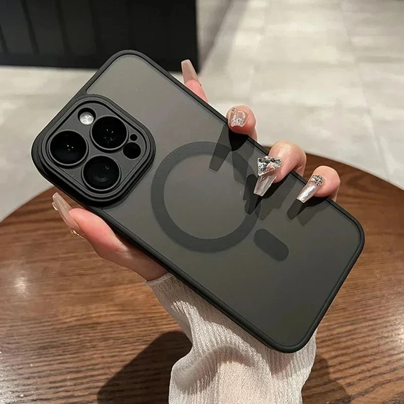 Original Magnetic Wireless Charging Case for iPhone 16 to 12 Pro Max Plus with Lens Protection and Frosted Cover