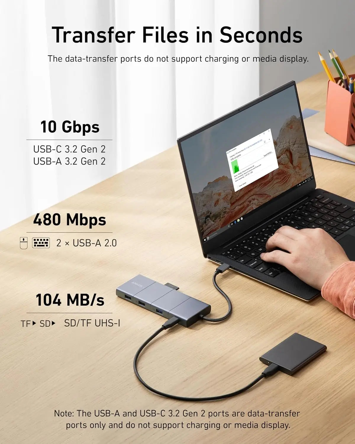 TLF Anker 565 USB-C Hub 11-in-1 Docking Station with 10Gbps USB-C and USB-A Data Ports, 4K  and DisplayPort,2 Data Ports for