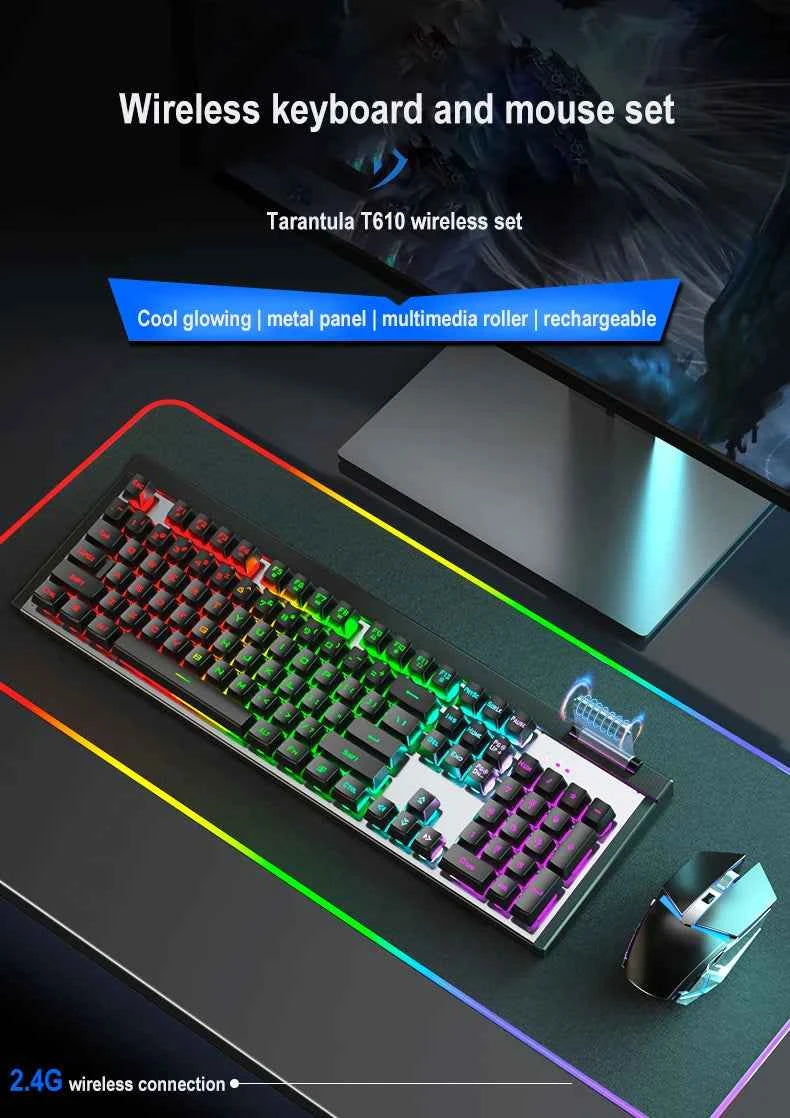 T610 Wireless Keyboard & Mouse Combo Rechargeable Notebook, Desktop Office, Home Gaming, E-sports Keyboard & Mouse